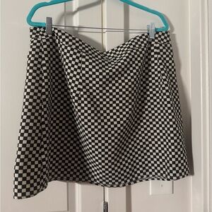 SHEIN Black and White Checkered A-Line Skirt